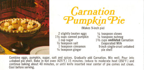 Carnation Pumpkin Pie Recipe