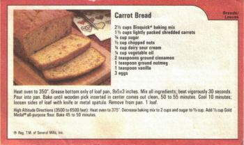 Carrot Bread Recipe Card - Click To View Larger