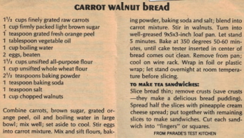 Carrot Walnut Bread Recipe Clipping - Click To View Larger