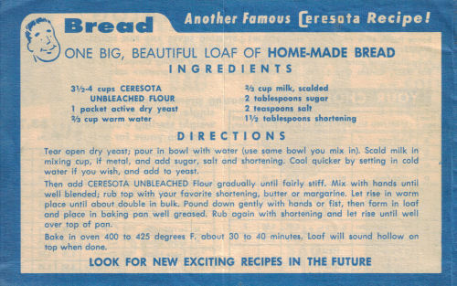 Vintage Ceresota Bread Recipe (1957)