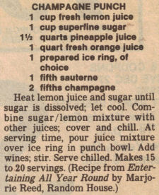 Champagne Punch Recipe Clipping