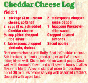 Cheddar Cheese Log Recipe