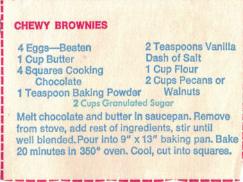 Chewy Brownies Recipe Clipping