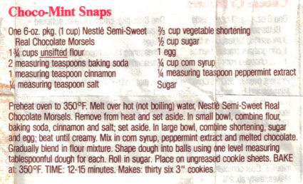 Choco-Mint Snaps Cookie Recipe