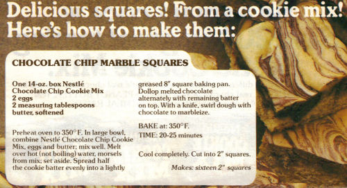 Chocolate Chip Marble Squares Recipe Clipping