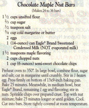 Chocolate Maple Nut Bars Recipe Clipping