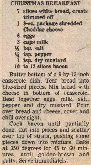 Christmas Breakfast Casserole Recipe Clipping