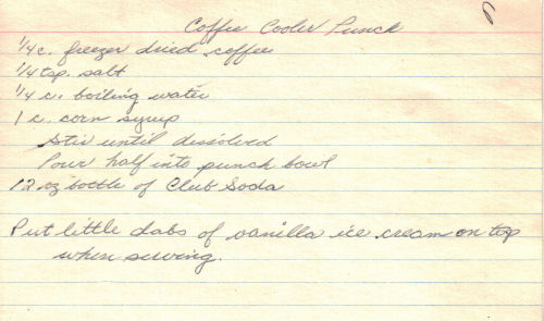 Coffee Cooler Punch Recipe Card