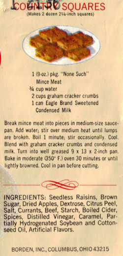 Country Mince Meat Squares Recipe Clipping