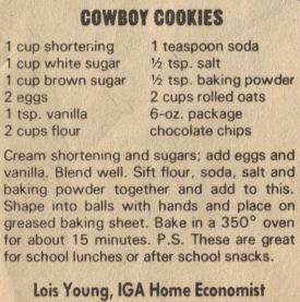 Cowboy Cookies Recipe Clipping