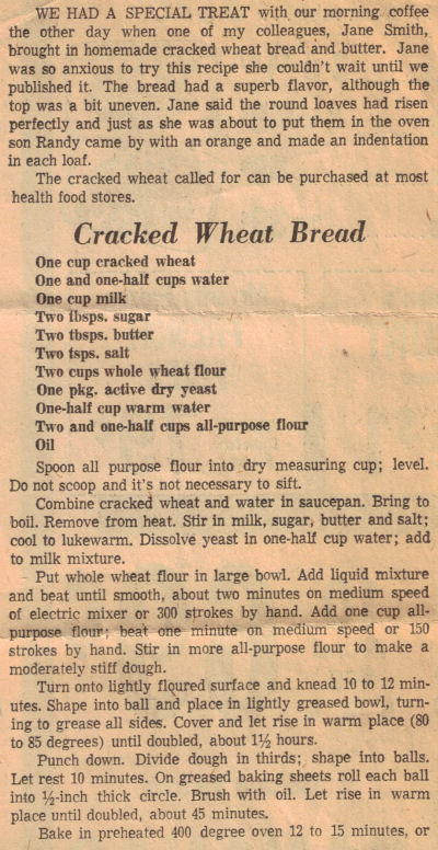 Cracked Wheat Bread Recipe