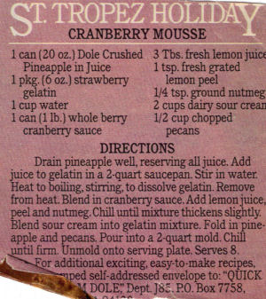 Cranberry Mousse Recipe Clipping