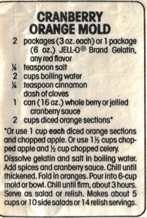 Cranberry Orange Mold Recipe Clipping