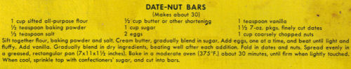 Date-Nut Bars Recipe