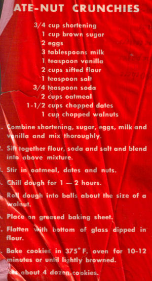 Date-Nut Crunchies Cookie Recipe Clipping