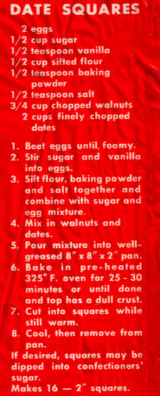 Date Squares Recipe Clipping