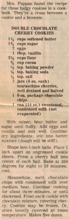 Double Chocolate Cherry Cookies Recipe Clipping