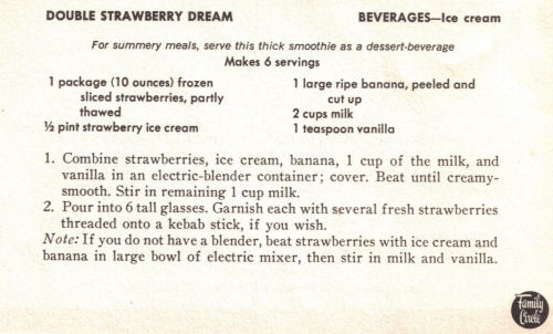Vintage Double Strawberry Dream Recipe Card