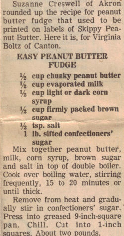 Easy Peanut Butter Fudge Recipe Clipping