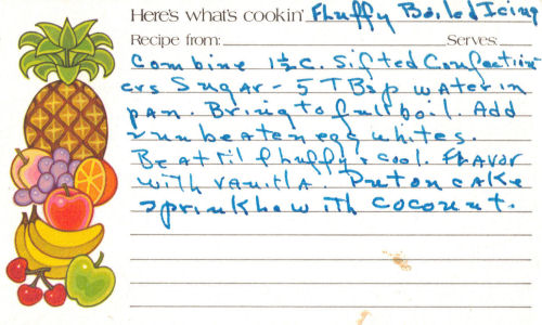 Fluffy Boiled Icing Recipe Card