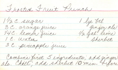 Frosted Fruit Punch Recipe Card