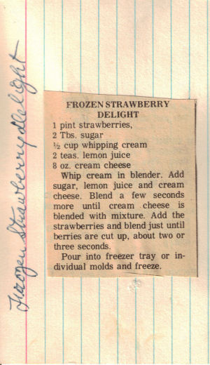 Frozen Strawberry Delight Recipe Clipping