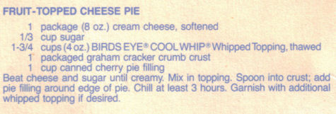 Fruit Topped Cheese Pie Recipe Clipping