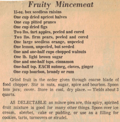 Fruity Mincemeat Recipe Clipping