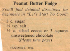 Peanut Butter Fudge Recipe Clipping - Part 1