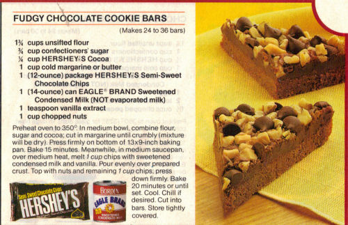 Fudgy Chocolate Cookie Bars Recipe Clipping