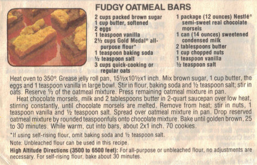 Fudgy Oatmeal Bars Recipe
