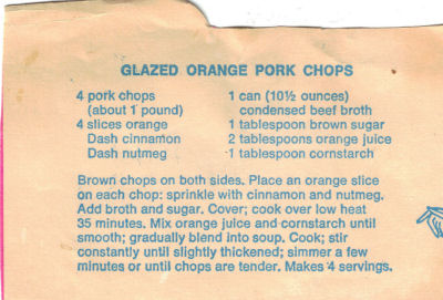 Glazed Orange Pork Chops Recipe Clipping