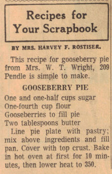 Gooseberry Pie Vintage Recipe