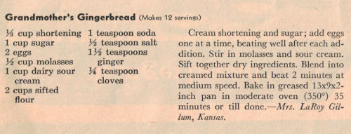 Grandmother's Gingerbread Recipe