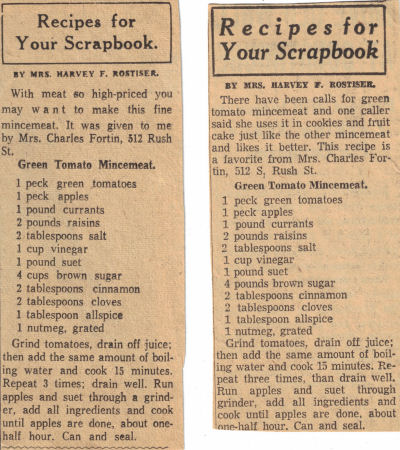 Two Vintage Recipes For Green Tomato Mincemeat
