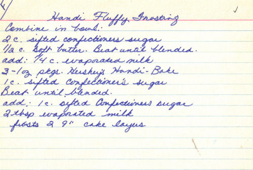 Handi Fluffy Frosting Recipe Card