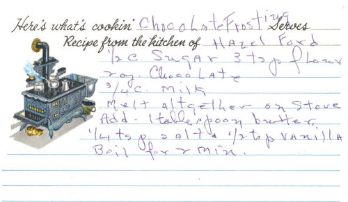Handwritten Chocolate Frosting Recipe Card