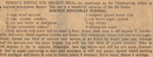 Harvest Mincemeat Recipe Clipping