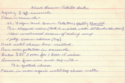 Hash Brown Potatoe Bake Recipe - Click To View Larger