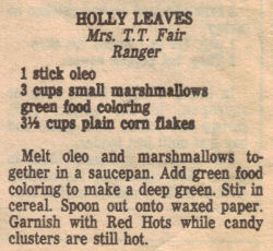 Holly Leaves Candy Recipe Clipping