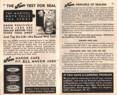 Principle of Sealing - Vintage Home Canning Guide - Click To View Larger