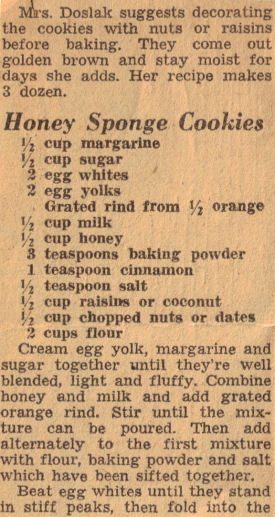 Honey Sponge Cookies Recipe Clipping