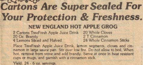 New England Hot Apple Grog Recipe Clipping