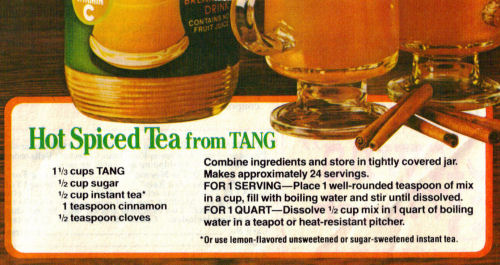 Hot Spiced Tea Tang Recipe Clipping