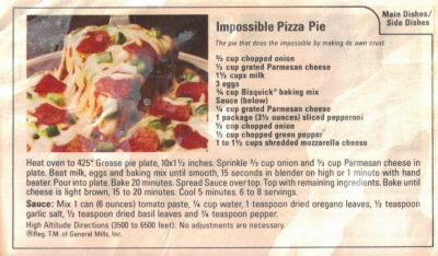 Impossible Pizza Pie Recipe Card