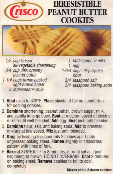 Crisco Irresistible Peanut Butter Cookies Recipe « RecipeCurio.com