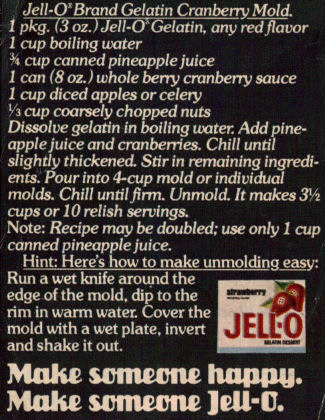 Jello Brand Cranberry Mold Recipe Clipping