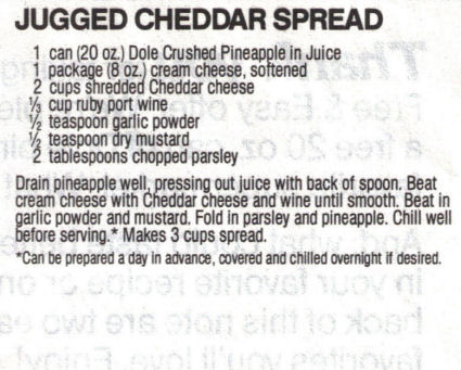 Jugged Cheddar Spread Recipe Clipping