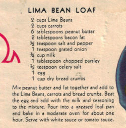 Lima Bean Loaf Recipe Clipping