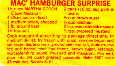 Mac Hamburger Surprise Recipe Clipping